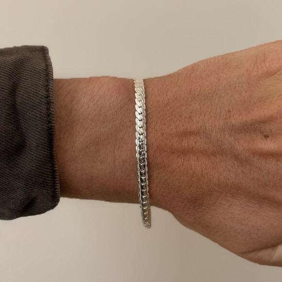 Y2K Sterling Silver 925 Snake Chain Bracelet 8 Inch Unisex Stainless Steel - Picture 7 of 7